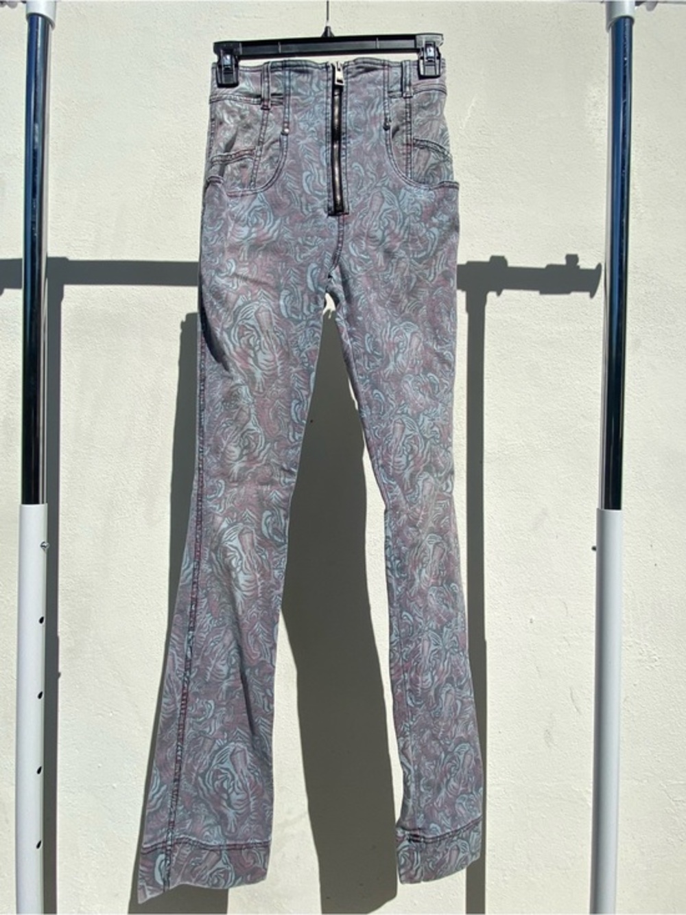 Y2K Just Cavalli Red & Blue Abstract Tiger Face High Rise Jeans Size 26